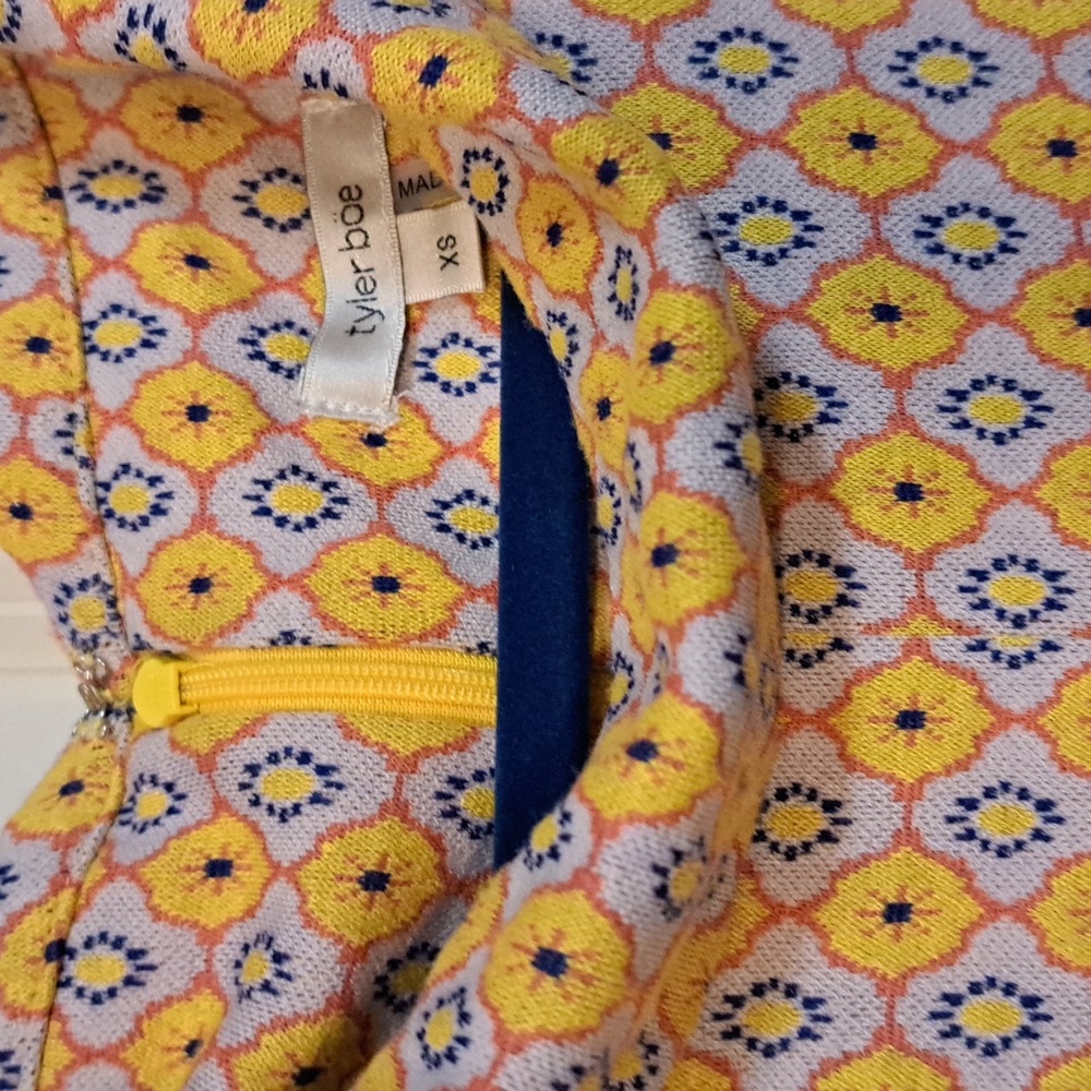 Tyler Boe Yellow and Blue Mini Dress - Picture 2 of 6